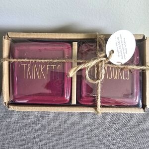 Set of 2 Rae Dunn Magenta Jewelry Boxes Trinkets Treasures
